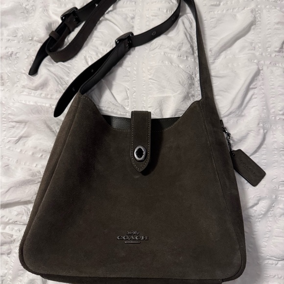 Coach Dark Army Green Suede Hadley Bag - Picture 2 of 4